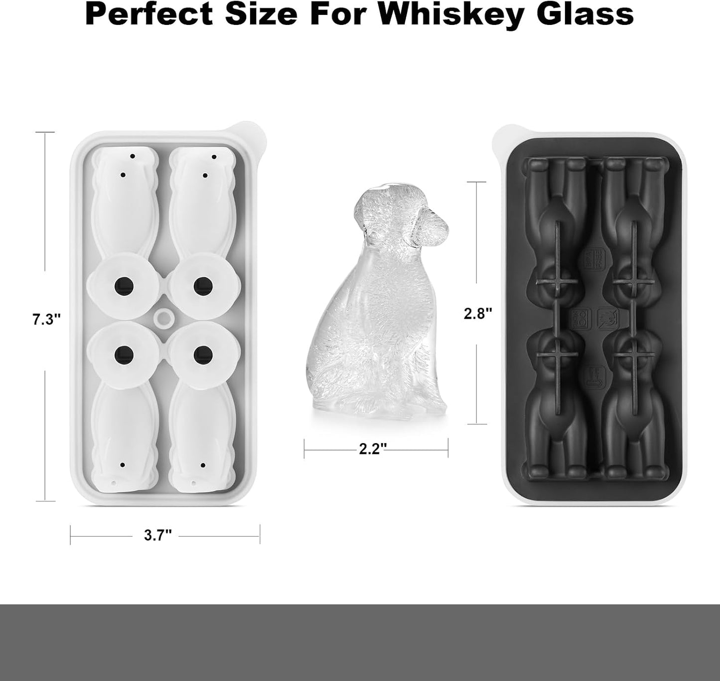 Golden Retriever Dog Ice Cube Mold, 4 Hole Fun Shapes Large Golden Retriever Dog Ice Cube Tray for Whiskey,Cocktail,Bourbon, Cute Novelty Golden Retriever Gifts for Women, BPA Free