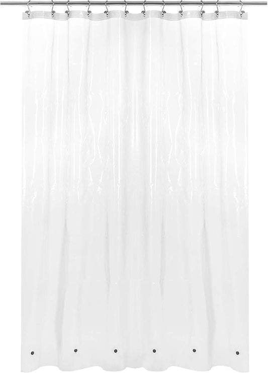 Barossa Design Shower Curtain Liner with 6 Magnets - Clear Plastic Shower Curtain Liner, See Through Vinyl Bath Curtain with Metal Grommets for Bathroom - Clear, 70x72