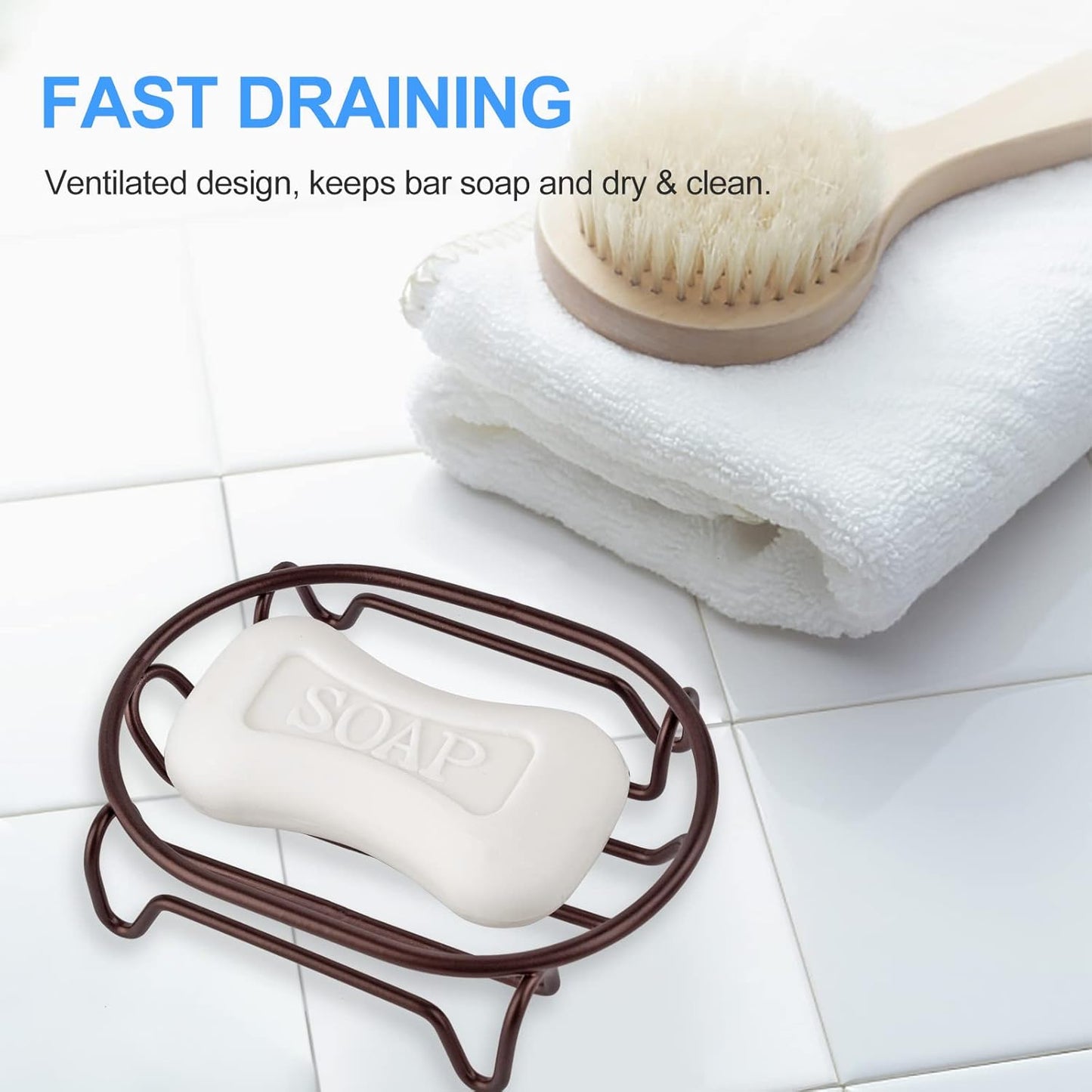 Soap Dish for Shower Bathroom Bar Soap Holder, Stainless Steel Self-draining Soap Rack Tray Saver Sponge Holder for Kitchen, Bath, Tub, Easy Cleaning, Extend Soap Life, Oval Bronze-1 Pack