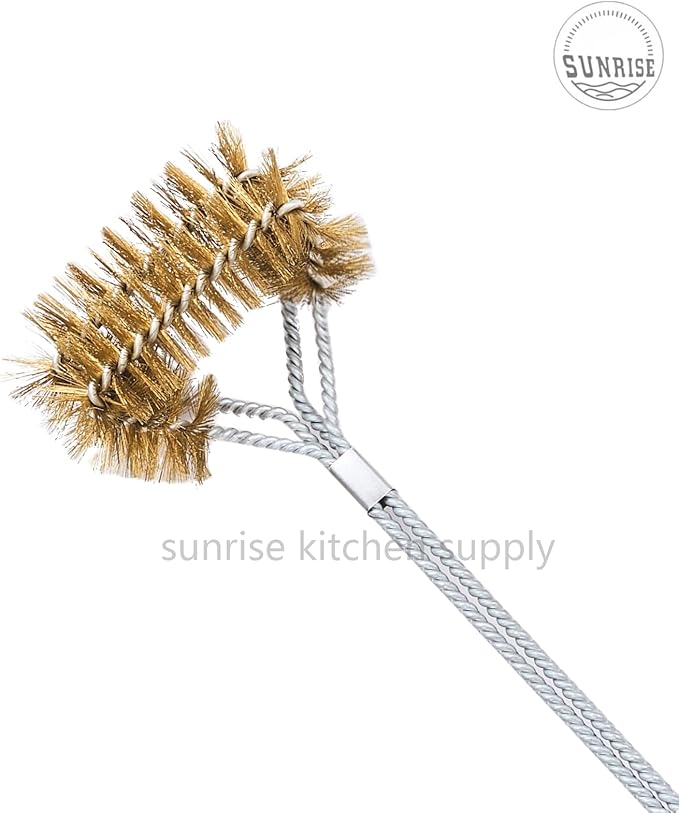 SUNRISE Fryer Brush with Long Handle (Brass with Plastic Handle, L and Double Brush)