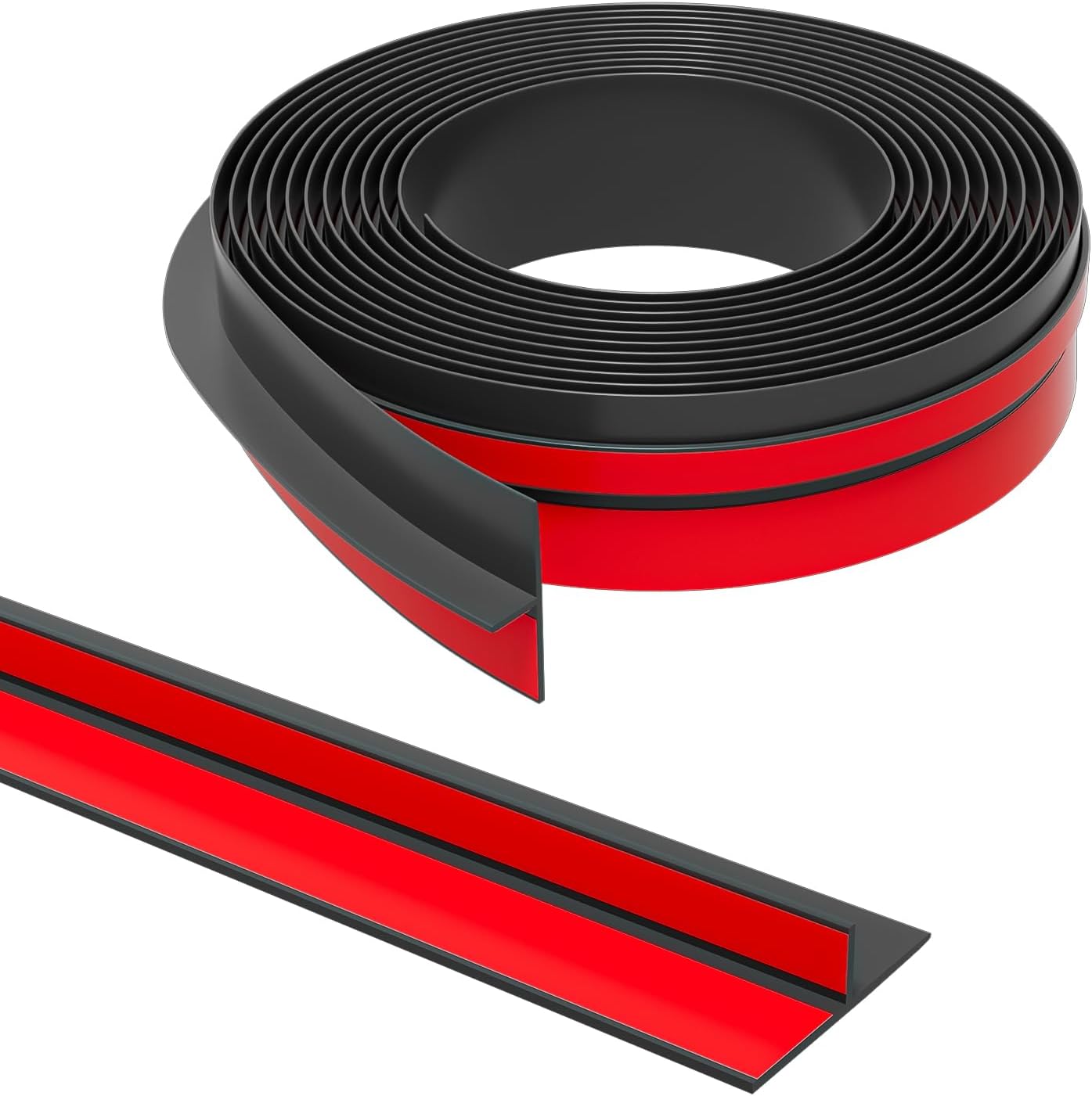 T-Shaped Door Draft Stopper, 1.37 in x 20 Ft Silicone Seal Strip for Windows Gaps, Weather Stripping Seal Strip Shower Sweep, Black