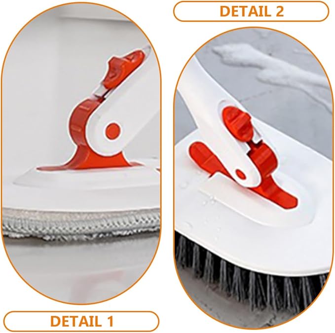 Shower Floor Scrubber Brush Set with 3-Section Handle, Stiff Bristle Tile Corner Brush, Fiber Cloth with Base Scrubbing Pad for Bathroom Tile and Grout Cleaning