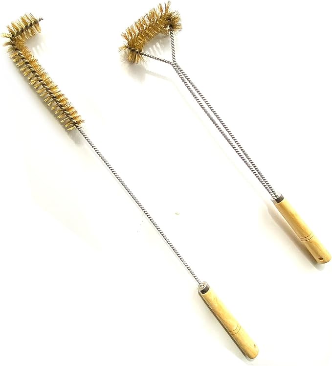 SUNRISE Fryer Brush with Long Handle (Brass, L and Single Brush)