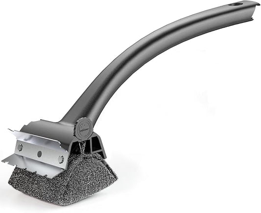 Grill Brush for Outdoor BBQ - Replaceable Bristle Free Heading and Reinforced Scraper - Safe BBQ Brushes for Porcelain/Gas/Charcoal/Smoker/Cast Iron Grill - Cleaning Brush(Black)