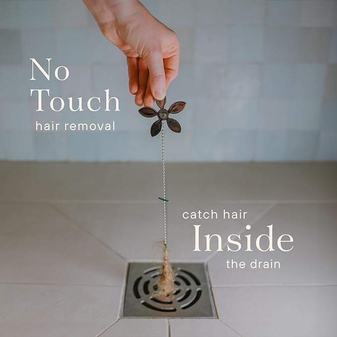DrainWig Shower Drain Hair Catcher – Disposable Silver Flower (2-Pack) – No-Touch Hair Removal for Flat Shower Drains – As Seen on Shark Tank