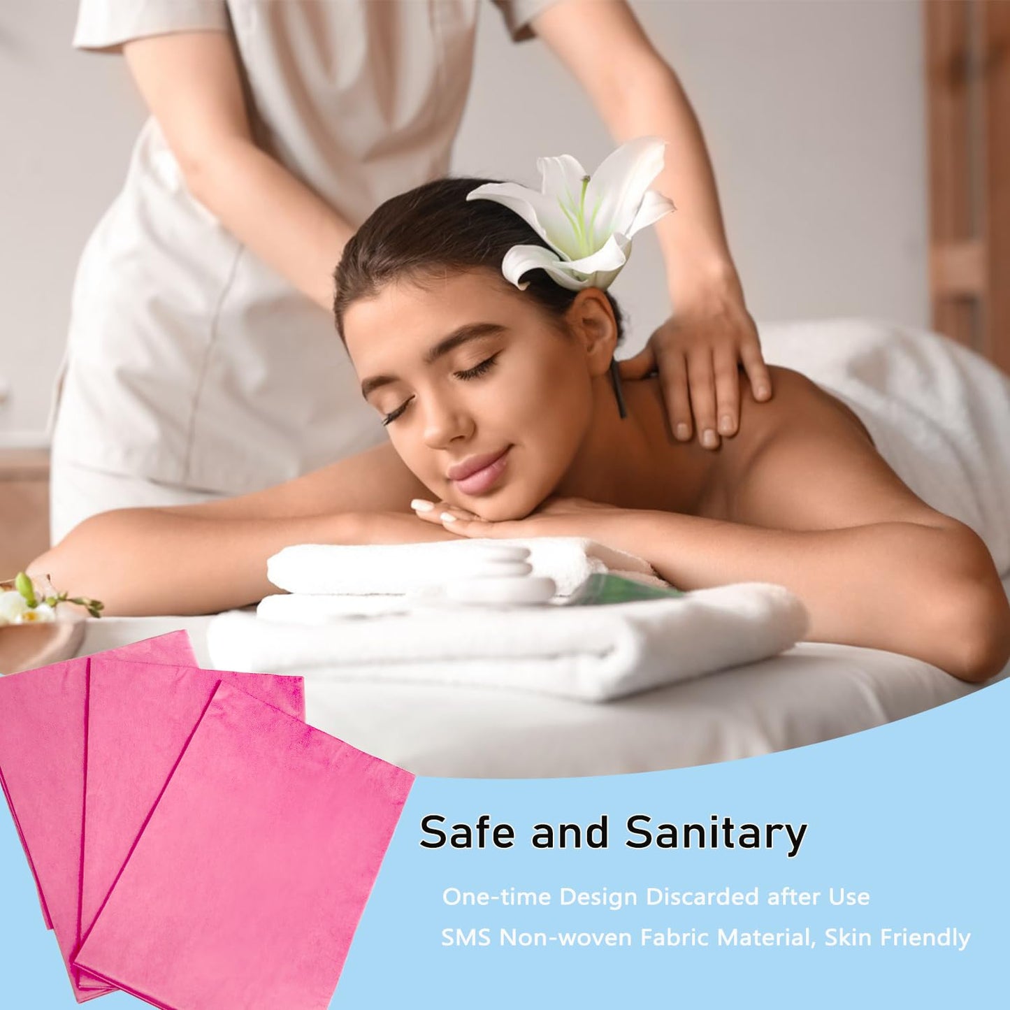 100Pcs Disposable Massage Table Sheets 31" x 71" Non-Woven Fabric Disposable Bed Sheets SPA Bed Cover Breathable Oil-Waterproof Sheets for Travel Spa Tatto Hotel Salon (Pink)
