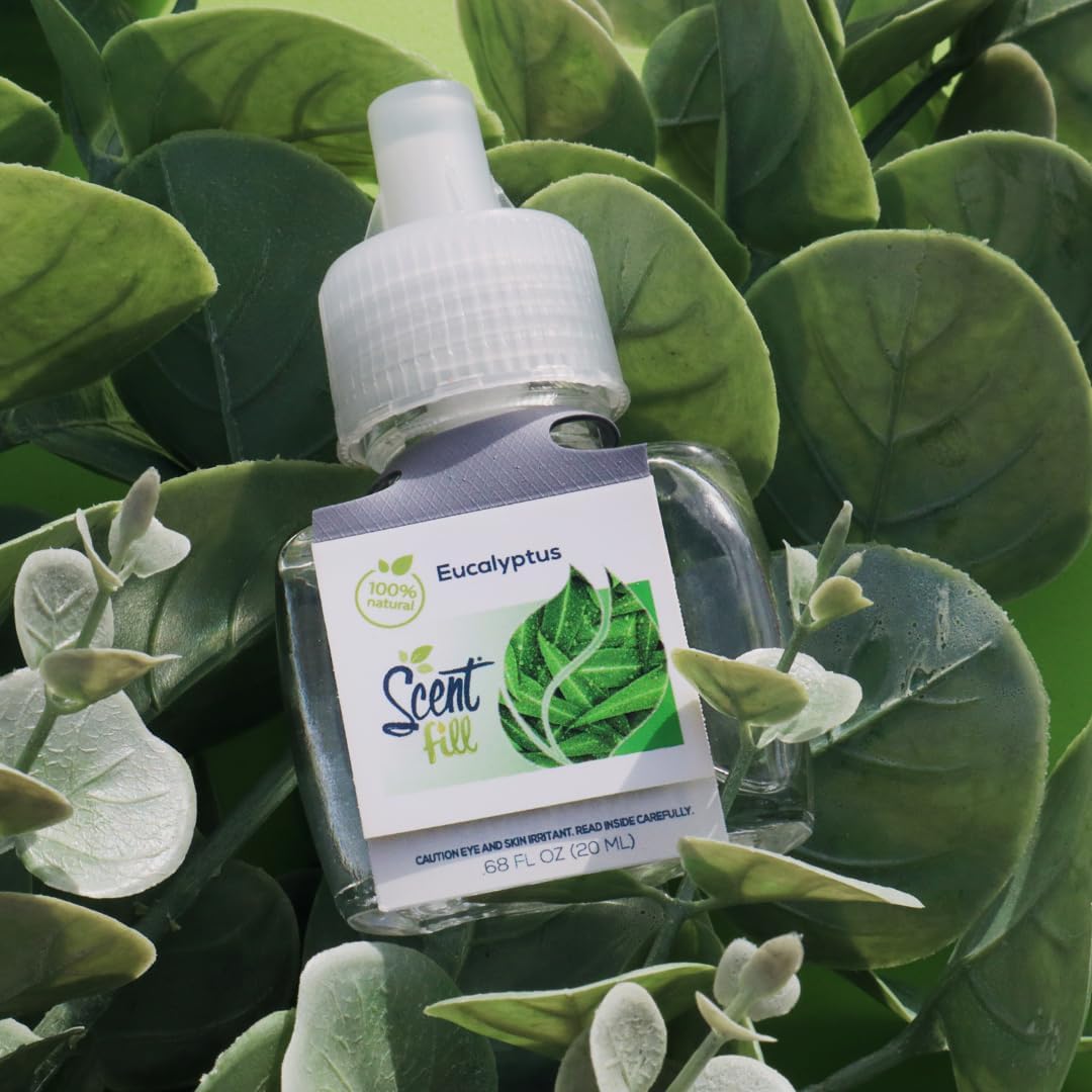 Scent Fill 100% Natural Eucalyptus Plug in Air Freshener, Scented Oil Refills, 3 Refills