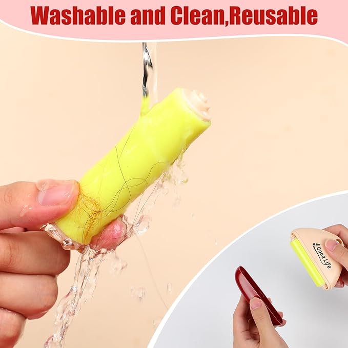 4 Pack Reusable Lint Roller Portable Mini Lint Remover Cat Pet Hair Rollers Travel Size Sticky Cleaner Dog Hair Remover for Clothes Washable Gel Lint Roller Ball