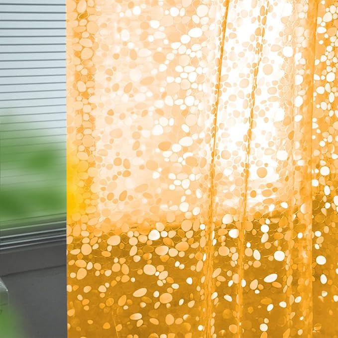 Ga-Geetopia Fall EVA Orange Thin Shower Curtain Liner, Pebble Pattern 72x72 Inch Lightweight Plastic Bathroom Shower Showroom Inner Curtain with Rustproof Metal Grommets and Weighted Magnets