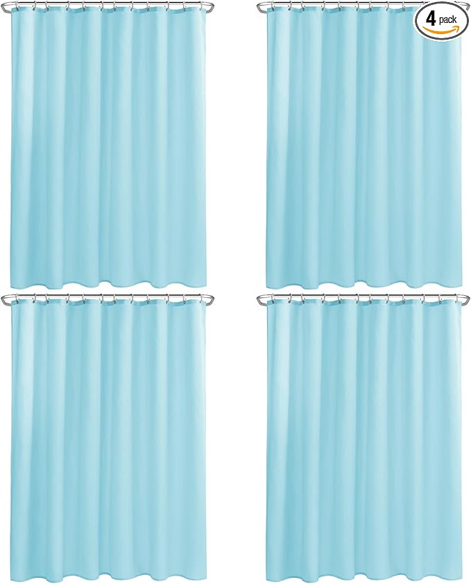 Nasitos Fabric Shower Curtain Liners 4 Pack - W72 x H72 - Washable & Water Resistant Cloth Shower Liner for Bathroom, Soft Hotel Quality, Standard Size (Blue, Include 8 Separate Magnets)