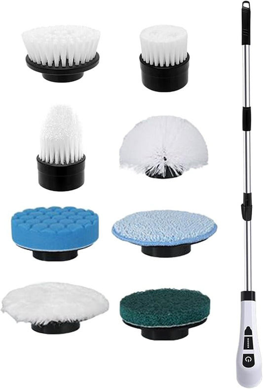 Floor Cleaning Brush - 9 in 1 Long Handle Tile Scrubber, Non-Slip Extendable Bathroom Scraper, Multifunctional Grout Cleaner | Home Kitchen Outdoor Garage Wall Bathtub Floor Cleaning Tool