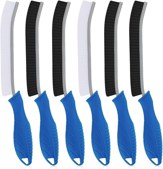 Hard Bristle Crevice Cleaning Brush-Thin Gap Scrub Brush, Small Cleaning Brush, Grout Brush, Kitchen Brush, Cleaning Tools for Toilet, Bathroom, Sink, Home, Household, Window (6, Lichen Blue)