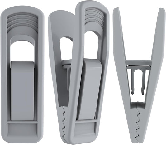 Hanger Clips for Velvet Hangers (Grey, 40 PCS), Non-Slip Plastic Clips Skirt Hanger Clips for Gray Flocking Hangers