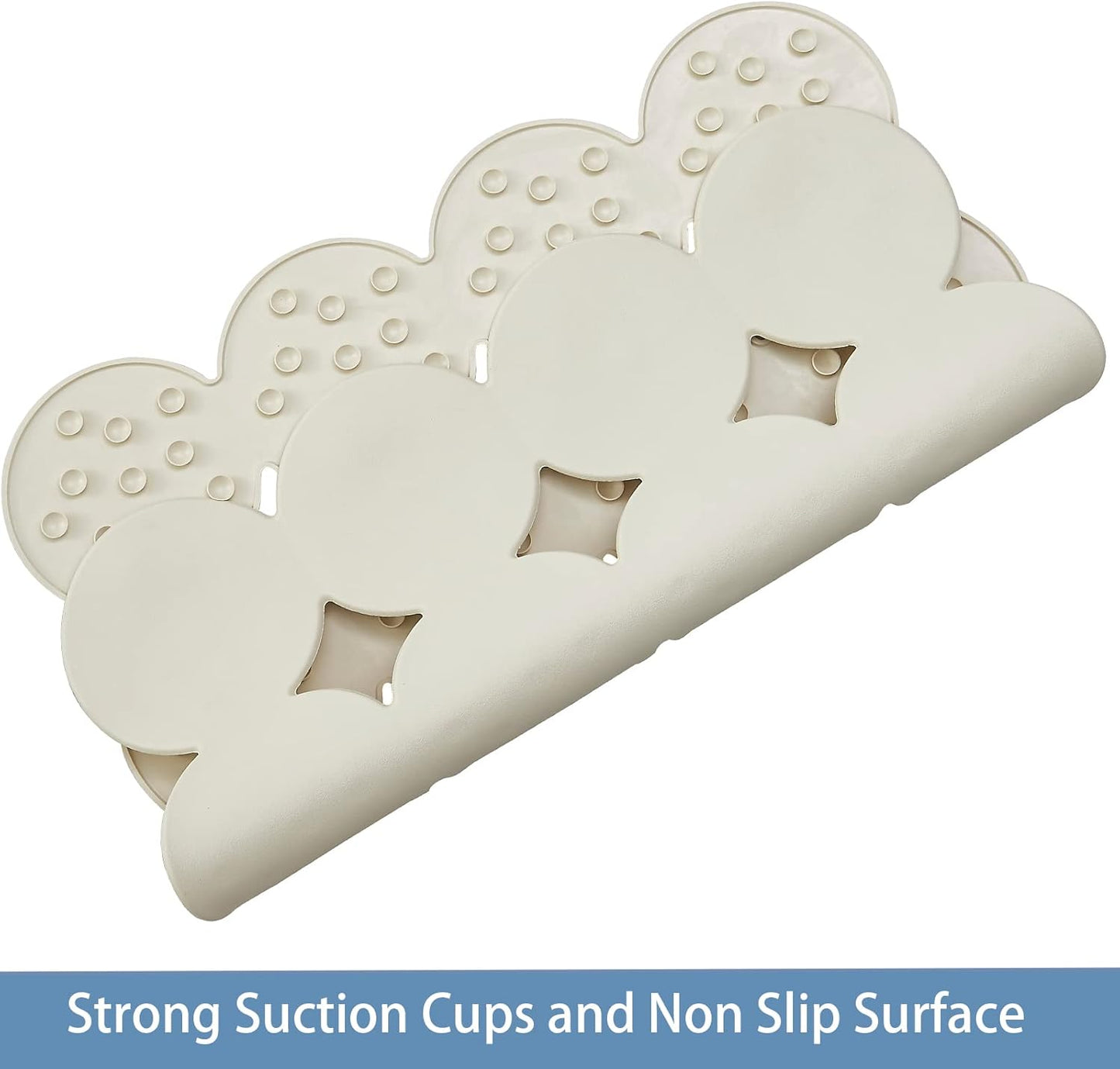 Square Shower Mat Nonslip - Rubber Bathtub Mat with Suction Cups for Inside Shower Bathroom Floor (Beige, 21X21”)