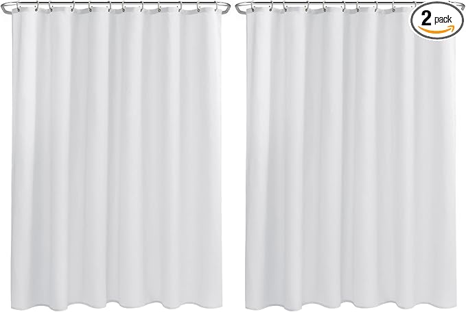 Nasitos Fabric Shower Curtain Liners 2 Pack - W72 x H72 - Washable & Water Resistant Lightweight Cloth Shower Liners for Bathroom, Soft Hotel Quality, Standard Size (White, 4 Magnets Included)