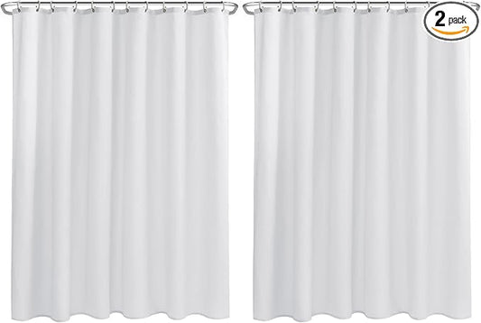 Nasitos Fabric Shower Curtain Liners 2 Pack - W70 x H72 - Washable & Water Resistant Lighweight Cloth Shower Liner for Bathroom, Soft Hotel Quality, Standard Size (White, 4 Magnets Included)