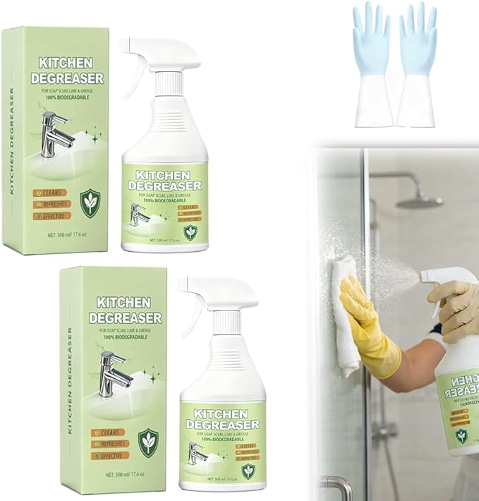 Hard Water Stain Remover, Shower Glass Cleaner Soap Scum Remover, Reduces Buildup, Calcium, Limescale and soap scum, Shower Cleaner for Shower, Glass, Toilet, Tub, Sink (2pcs)