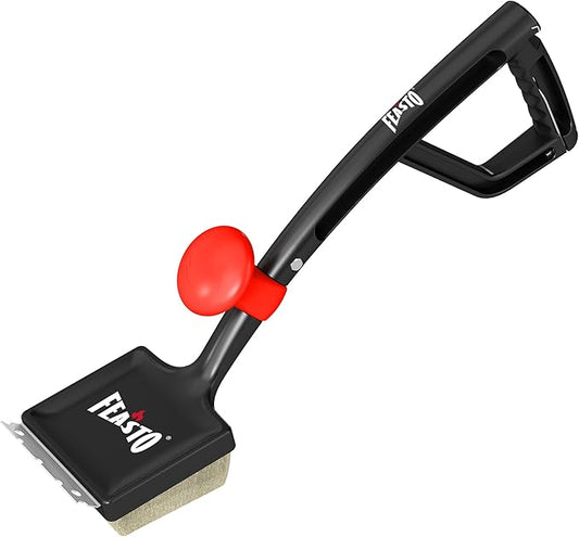 Grill Brush for Outdoor Grill & BBQ Grill Brush, 6-in-1 Bristle-Free with Interwoven-Tech & Thermal-Sensitive Sponge, Stainless Steel Scraper, 360° Rotating Knob, Bottle Opener & Grates Hook