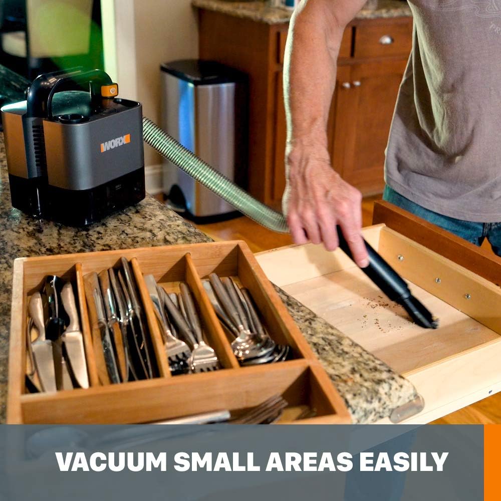 WORX WX030L.9 20V Power Share Cordless Cube Vac Compact Vacuum, Bare Tool Only, No Battery, Black