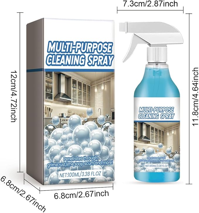 Grease Cleaner, Cleaning Multi-Purpose Degreaser, 100ml Heavy Duty Kitchen Grime Remover Spray for Tough Stains, Powerful Degreaser with Fast Action Formula, for Window Glass Appliance Countertop