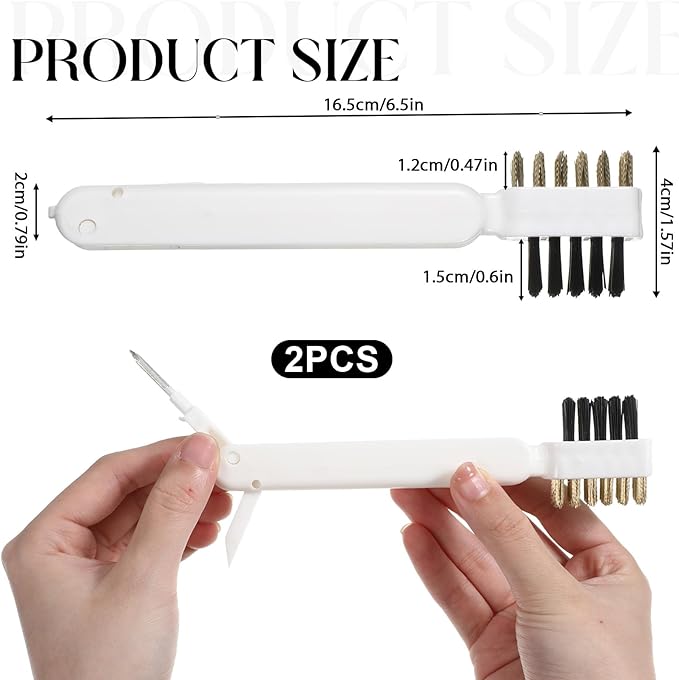 2 PCS Stove Brush, Kitchen Cleaning Scrub Brush, 4-in-1 Gas Stove Brass Wire Brushes with Stiff Bristles Cooktop Scraper Scrubber for Range Hood Grease Grime Rust Cleaner Pot Pan Household Tool