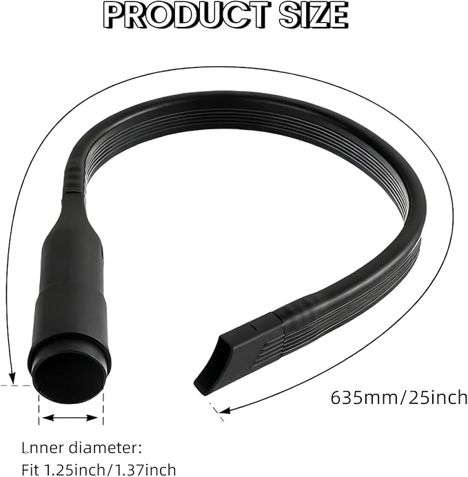 2 Pack 25" Flexible Vacuum Crevice Attachment Tool Kit, Universal Vacuum Cleaner Accessories for 1-1/4"(32mm) & 1-3/8"(35mm) Hoses, Flexible Extension Brush for Deep Cleaning