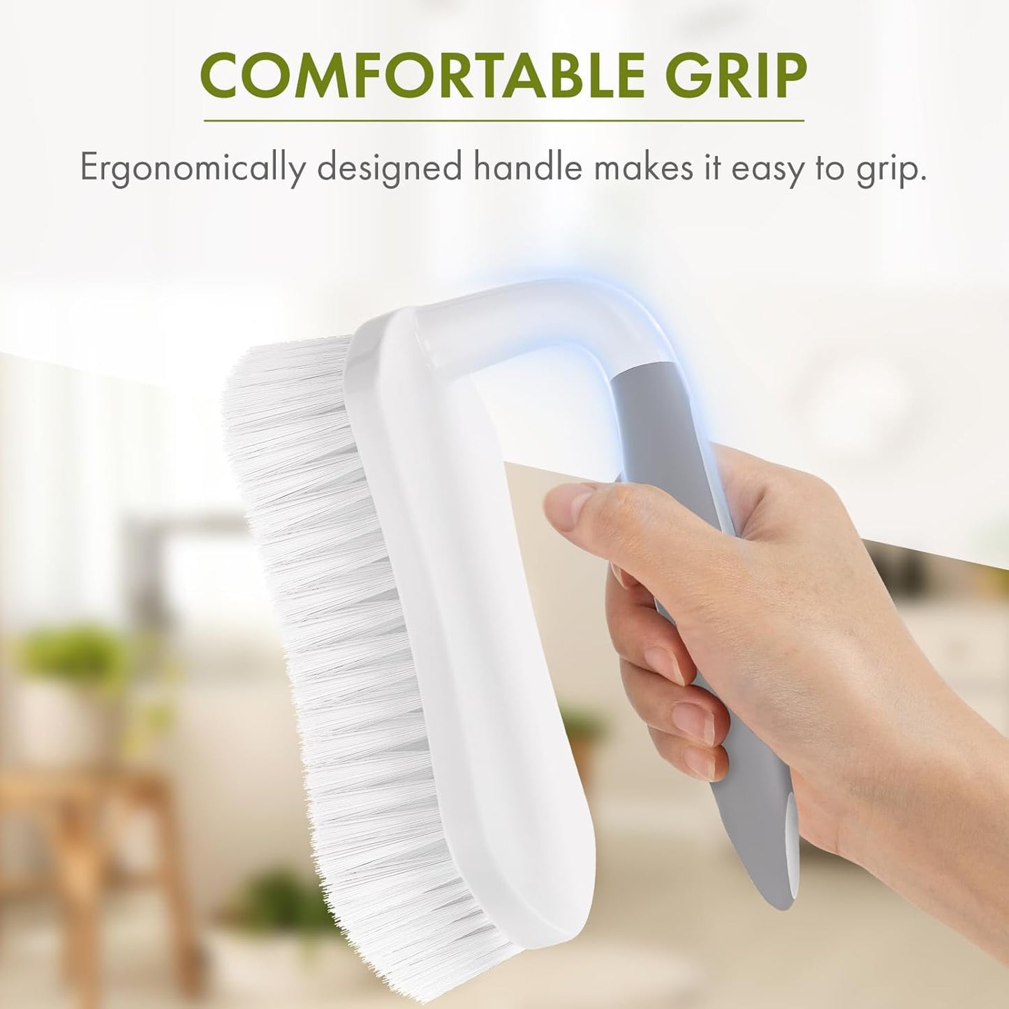 Amazer Scrub Brush for Cleaning Comfort Grip Bathtub Scrubber Stiff Bristles with Handle Heavy Duty Shower Cleaner Brush for Tub Carpet Floor Sink Outdoor - Pack of 2 (Black+Grey)