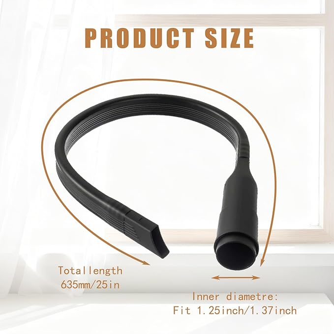 25-Inch Universal Flexible Vacuum Crevice Tool With Brush - Fits All 1-1/4" (32mm) & 1-3/8" (35mm) Inner Diameter Vacuum Hoses（2-pack ）