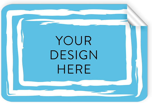 100 Custom Vinyl Stickers - Upload Your own Image, Text, Design, Logo - Personalized Logo Labels for Handmade, Packaging, Bottle, Jars, Candle, Brand Stickers (Blue Swirls, 3x2)