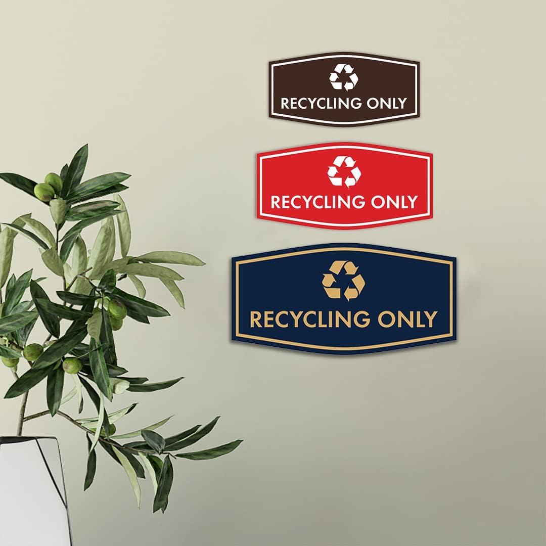 Fancy Recycling Only Sign (Brushed Gold) - Large