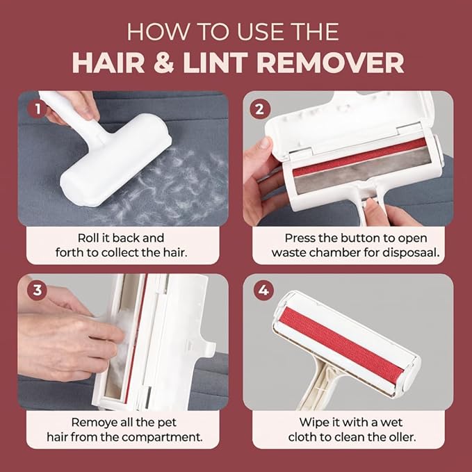 Portable Pet Hair & Lint Remover – Multi-Surface Reusable Lint Roller for Cats & Dogs, Works on Furniture, Carpets, Bedding & Clothes (Green)