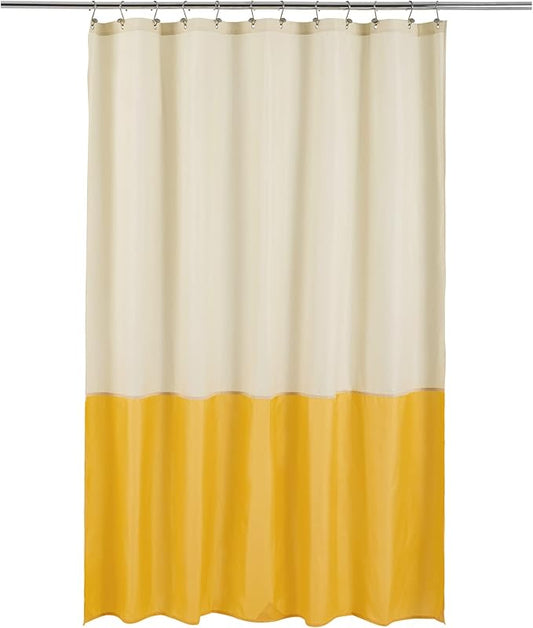 ALYVIA SPRING Waterproof Fabric Shower Curtain Liner - Soft & Light-Weight Cloth Shower Liner, 3 Bottom Magnets, Hotel Quality & Machine Washable - Standard Size 72x72, Cream and Yellow