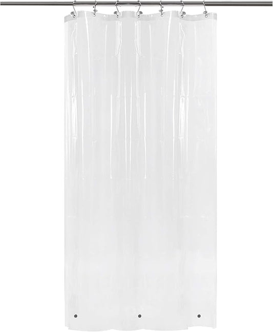 Barossa Design Shower Curtain or Liner with 3 Magnets for Shower Stall Size 42 inch Wide, PEVA, Waterproof, PVC Free, Metal Grommets, Clear, 42x72