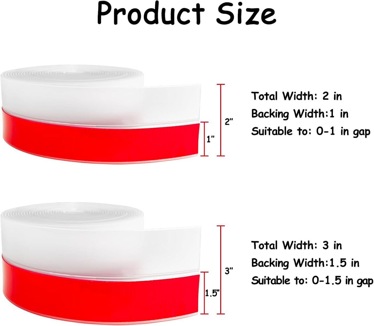 Silicone Weather Stripping, 2 inch (W) x 20 Ft (L) Door Draft Stopper, Window Seal Strip for Gaps of Door & Windows, Garage Door Under Bottom, Sealing Tape Shower Doors Sweep, White