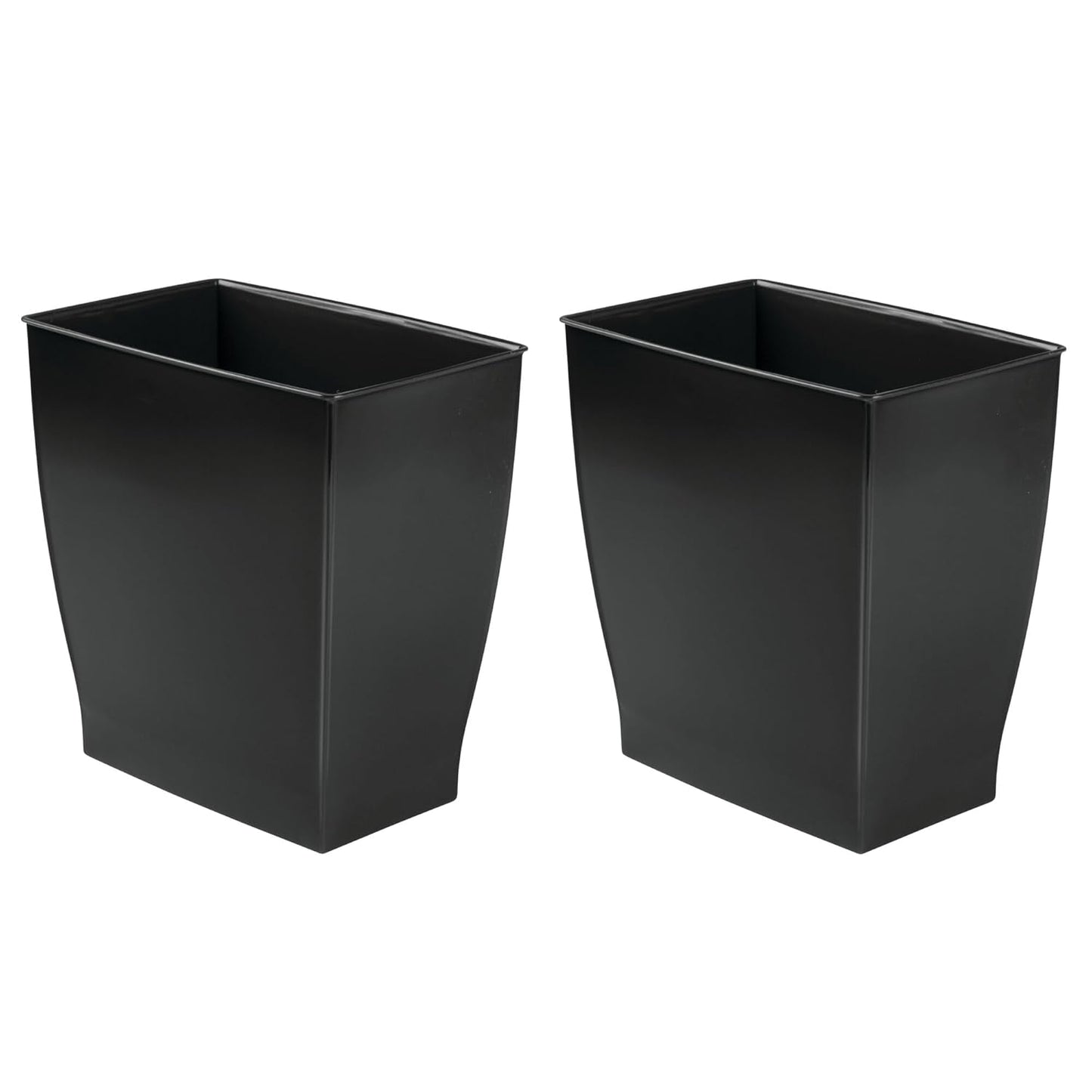 iDesign Small Rectangular Bathroom Trash Cans - Set of 2 - Black