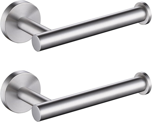 TASTOS Toilet Paper Holder SUS304 Stainless Steel Round Size Brushed Nickel 2 Pack