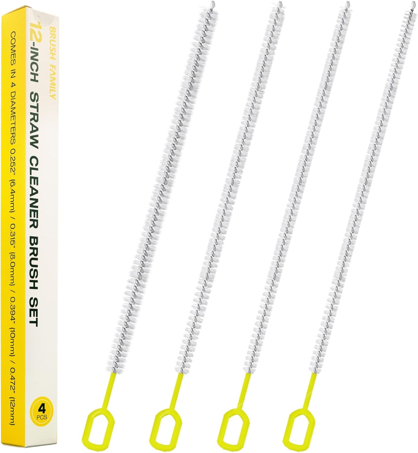 Straw Clean Brush Extra Long 12 Inch Straw Tube Brushes for Cleaning, Reusable Drinking Straw Cleaner Brush Set, Glass Pipe Cleaning Brush