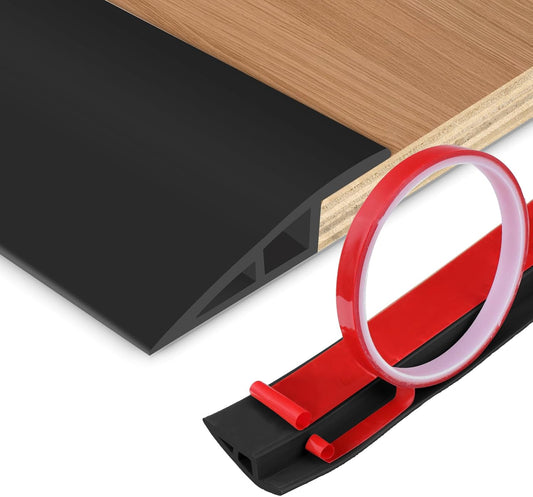 Floor Transition Strip Vinyl Door Threshold Ramp Self Adhesive Carpet Edging Strip Doorway Edge Trim, Overlap Edge Reducer for Laminate Carpet, Floor, Tile (Black, 1/5" to 2/5", 3.3Ft)