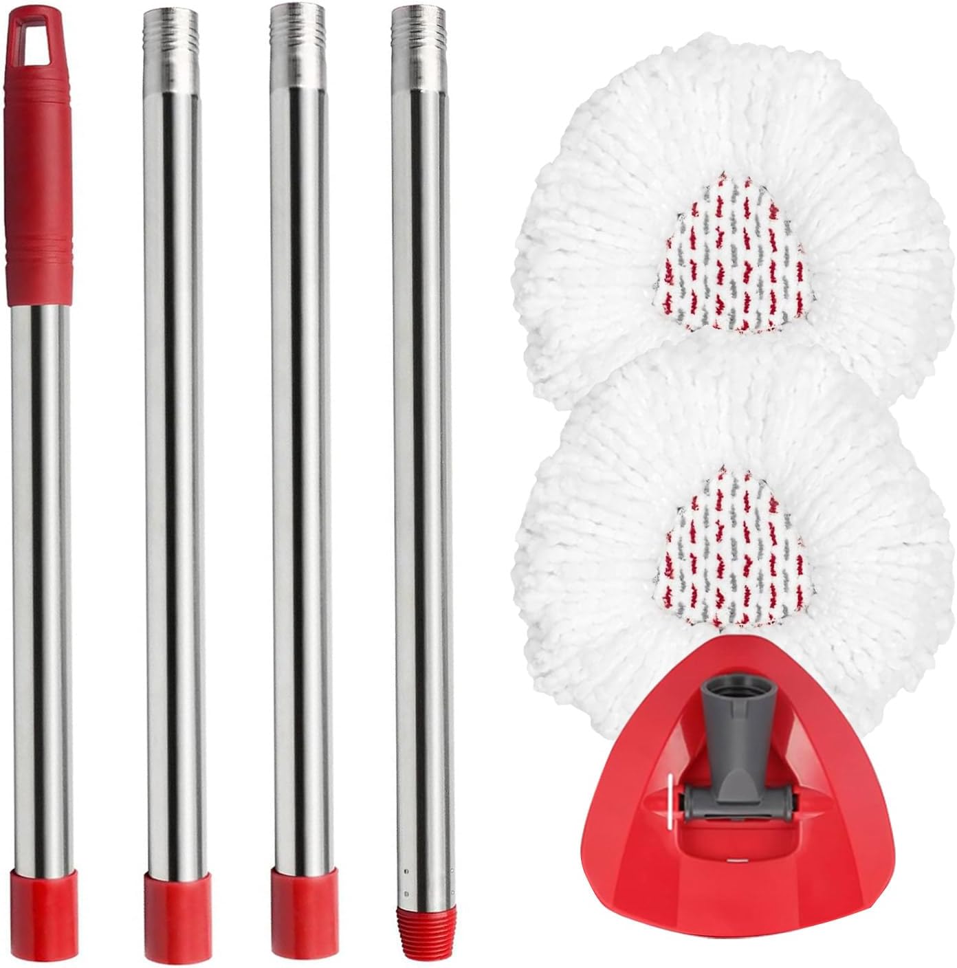 Microfiber Spin Mop Replace Head, Mops Base, Handle Compatible with O Cedar EasyWring 1-Tank Spin Mop Refills (New White-Centre 40% More (1-Tank System))