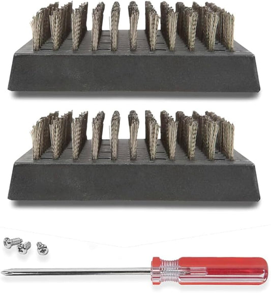 BBQ-AID 2-Pack Wire Grill Brush Replacement Heads, Grill Cleaning Bristle Brush - Screwdriver Included, for 2024 Model Grill Brush and Scraper. No Scratch Cleaning for Any Grill: Char Broil & Ceramic