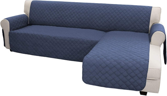 Easy-Going Sectional Couch Covers for Dogs L Shape Sofa Cover Reversible Sofa Slipcover Chaise Lounge Cover Furniture Protector Cover for Pets Dog(X-Large, Dark Blue/Dark Blue)