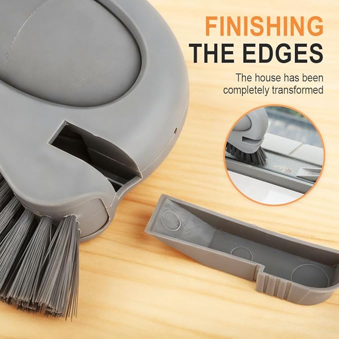 2 in 1 Groove Cleaning Brush with Air-Blowing, Window Track Cleaning Tools, Multifunction Window Track Cleaner with Hard Bristle Scraper, Crevice Brush for Sliding Door Track, Window Seal, Sill (1PC)