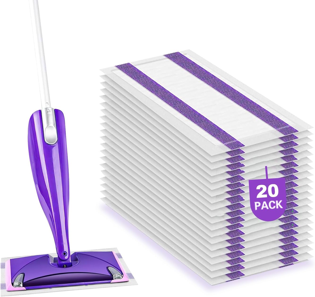 Mop Pad Refills Compatible with Swiffer WetJet Spray Mop, Wet Jet Mopping Pads for All Purpose Multi-Surface Hardwood Floor Cleaning, 4 Layers Thickened and Super Absorbent, 20 Count