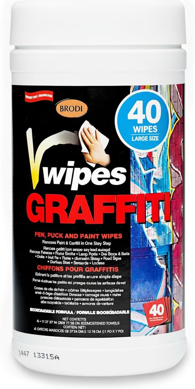 V-Wipes Graffiti Remover Wipes – Pre-Moistened Towels for Paint, Ink & Marker Removal – Non-Toxic, Biodegradable, Non-Scratching, Quick Clean-Up (Pack of 1)