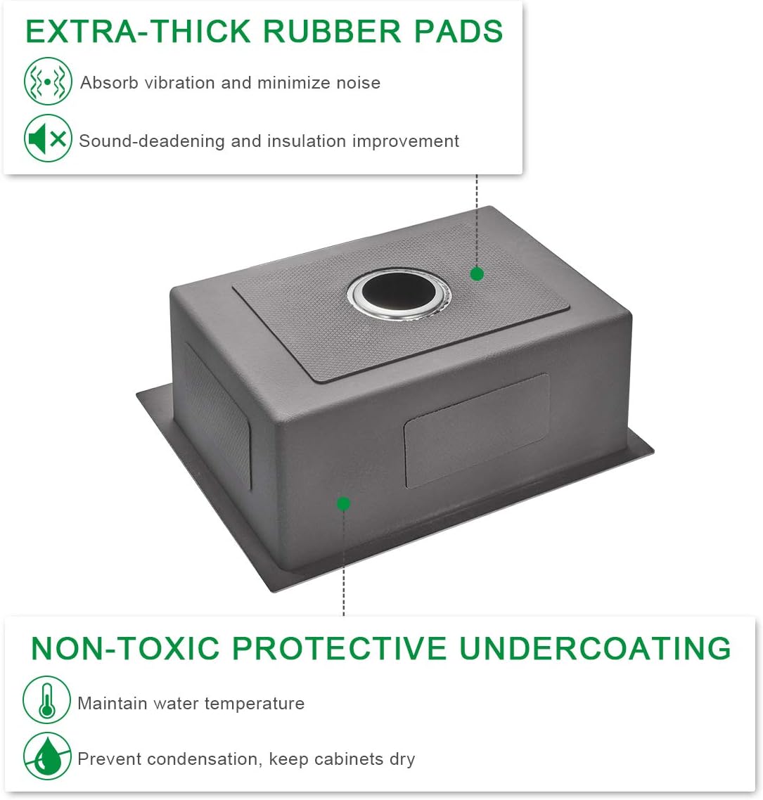 23x18 Inch Kitchen Sink, Handmade 304 Stainless Steel Sink, 9" Deep Single Bowl with Brushed Finish, Topmount with 2 Holes, R10 Tight Corner, for Modern Kitchen/RV/Outdoor Sink