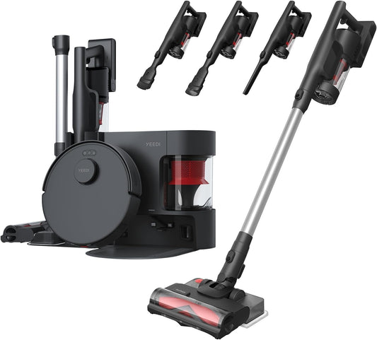 Yeedi C12 Combo Cordless Stick Vacuum & Robot & Mopping, All-in-one Cleaning Combot, with Dual Auto Self-Emptying, 10000Pa Suction & Lightweight, ZeroTangle Brush for Hard Floor, Carpet & Pet Hair