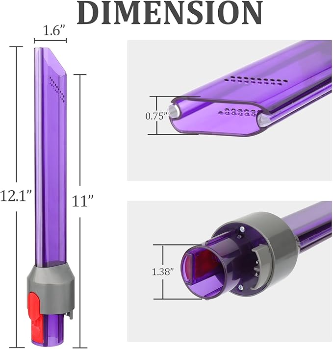 Light Pipe Crevice Tool for Dyson V8 V7 V11 V10 Cordless Vacuum Cleaner,Illuminates The Dark Gap Corner,Brush Tools Attachments Ideal for Car Cleaning