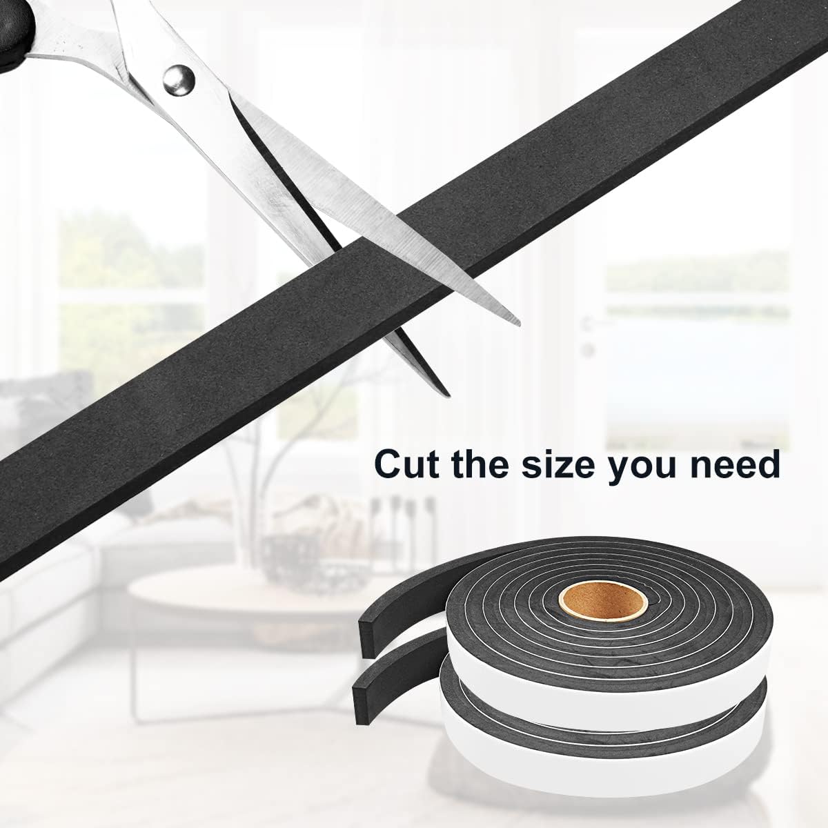 2 Rolls Weather Stripping Door Seal, 3/4'' W x 3/8'' T Foam Tape Close Cell, Single Sided Weather Strip for Door or Window, (Total 16.5 Feet Long)…