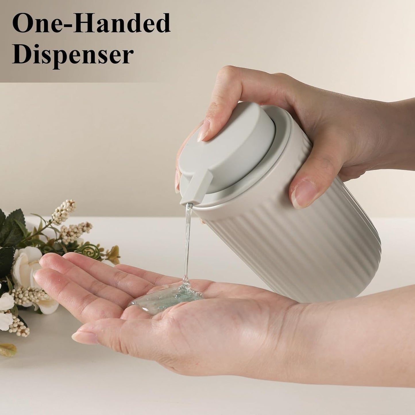 BosilunLife Dish Hand Soap Dispenser - Liquid Pump Soap Dispenser for Bathroom Decro 12oz Ceramic Kitchen Dish Dispenser with Rust-Proof Liquid Pump Modern Refillable Lotion Bottles