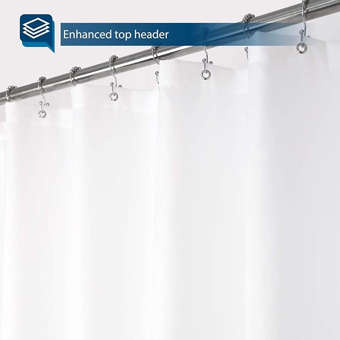 Barossa Design Waterproof Fabric Shower Curtain or Liner Microfiber 72" W x 80" H - Extra Long, Hotel Quality, Machine Washable, White Shower Liner for Bath Tub, 72x80 Inches